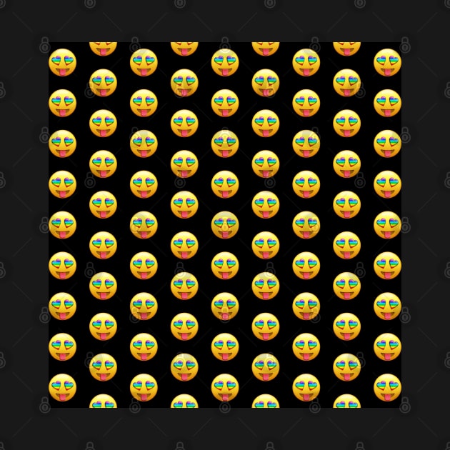 Smiling Face with Rainbow Heart-Eyes Tongue Out Gay Emoji Pattern by williamcuccio