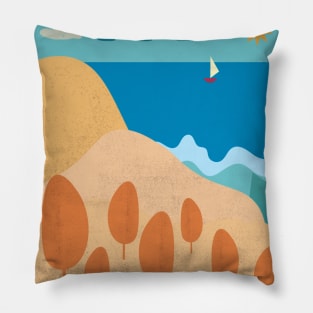 Hill, beach and sky Pillow