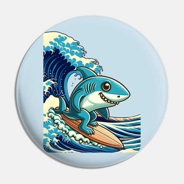 shark surfer Pin by TimeWarpWildlife