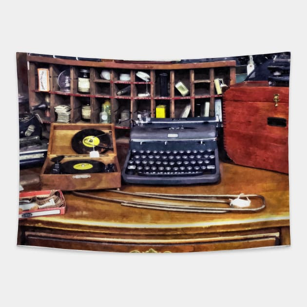 Vintage Typewriter and Vinyls Tapestry by SusanSavad