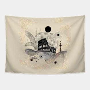 Italia Italy Black Work Abstract Minimalist Pride Design Tapestry