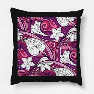 Paisley Print with Vintage Floral Motifs Pillow