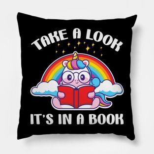 Take a Look Its in Book Unicorn Reading Pillow