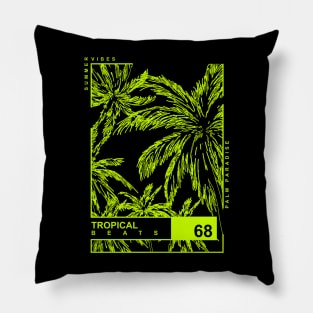 Tropical Beats Palm tree Neon Outline Summer vibes Pillow