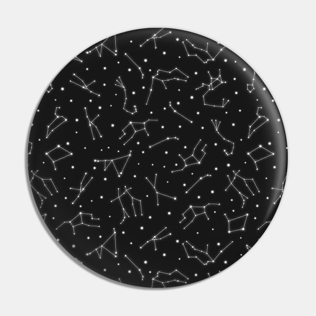 Night Sky Constellations in White Pin by podartist