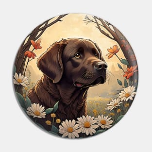 Chocolate Lab Portrait Pin