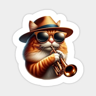 trumpet cat - jazz meow cat Magnet