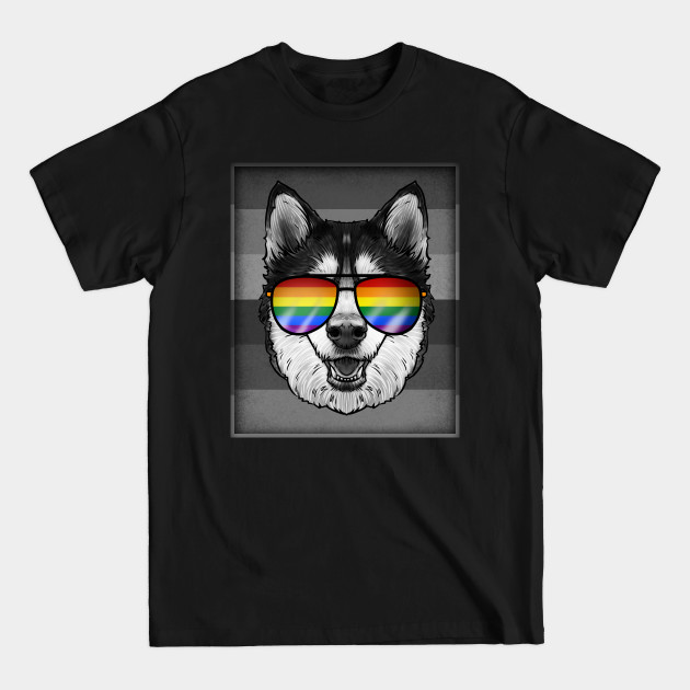 Discover Husky Dog Rainbow Pride Flag With Sunglasses - Husky - T-Shirt