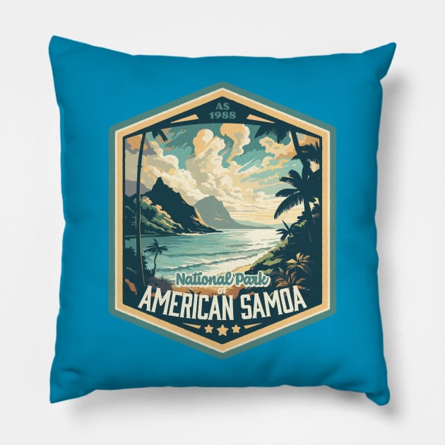 National Park of American Samoa Vintage WPA Style National Park Pillow by GIANTSTEPDESIGN