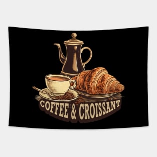 Coffee and Croissant Vintage Style Tapestry