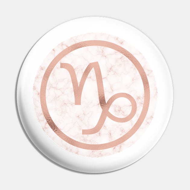 Rose Gold Marble Zodiac - Capricorn Pin by BiscuitSnack