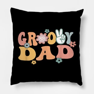 Groovy Dad Retro Father Matching Family 1st Birthday Party Pillow