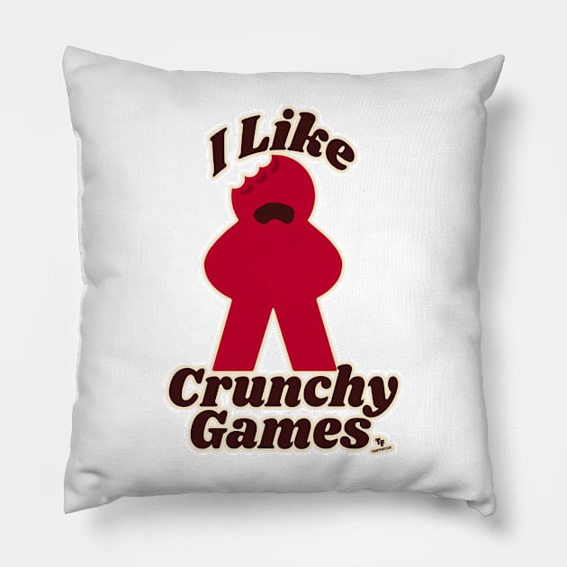 I Love Crunchy Games Fun Meeple Art Pillow by Tshirtfort