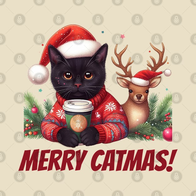 Black Cat Christmas Christmas Cat 2024 by BukovskyART