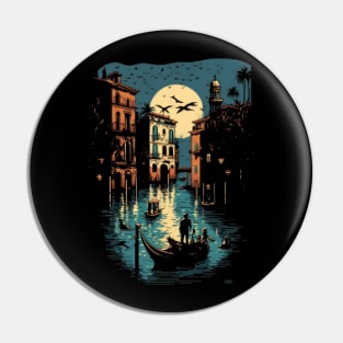 Venice Canal Pixel Art Pin