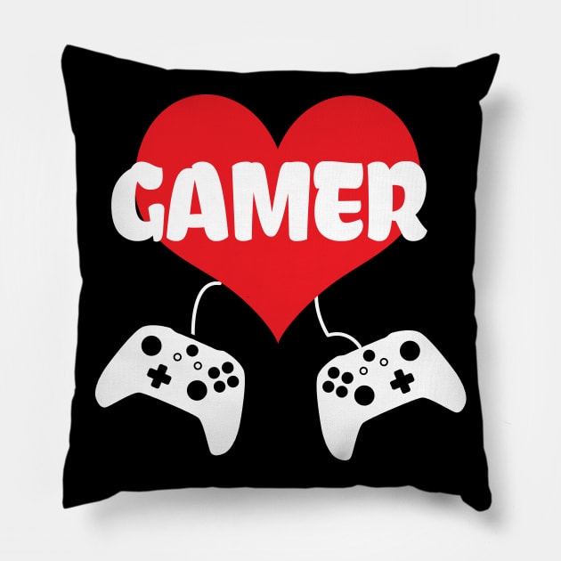 Gamer Heart With Video Game Controller Pillow by StreetDesigns