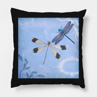 Dragonfly Cute Blue,Teal Floral Dragonflies & Butterflies  Hippie BOHO Style Dragonflies Nature Gift Products Pillow