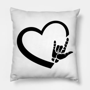 ASL Deaf Pride Interpreter Sign Language ILY Heart Love CODA T-Shirt Pillow