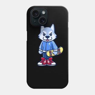 wolf holding skateboard Phone Case