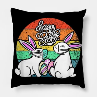 Vintage retro sunset bunny easter friends Pillow