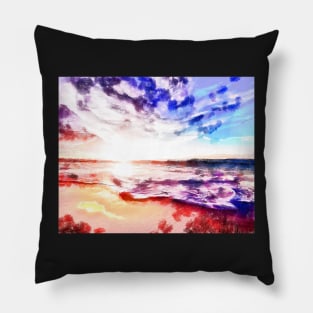 Beach Sunset Cloudy Day Pillow