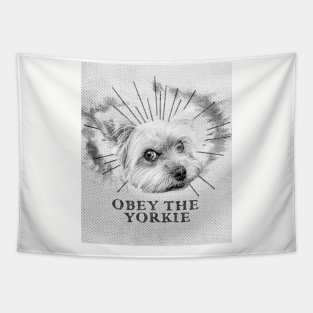 Funny Yorkie Design - Obey The Yorkie Tapestry