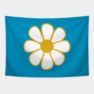 Big Daisy - Retro Flower in Mustard and White on Teal Blue Tapestry