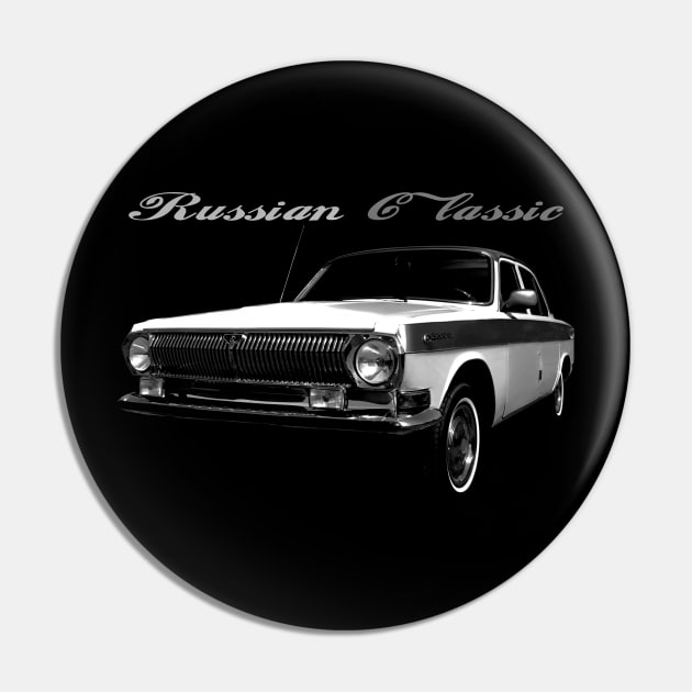 volga, russian classic car - GAZ 24 - black shirt Pin by hottehue