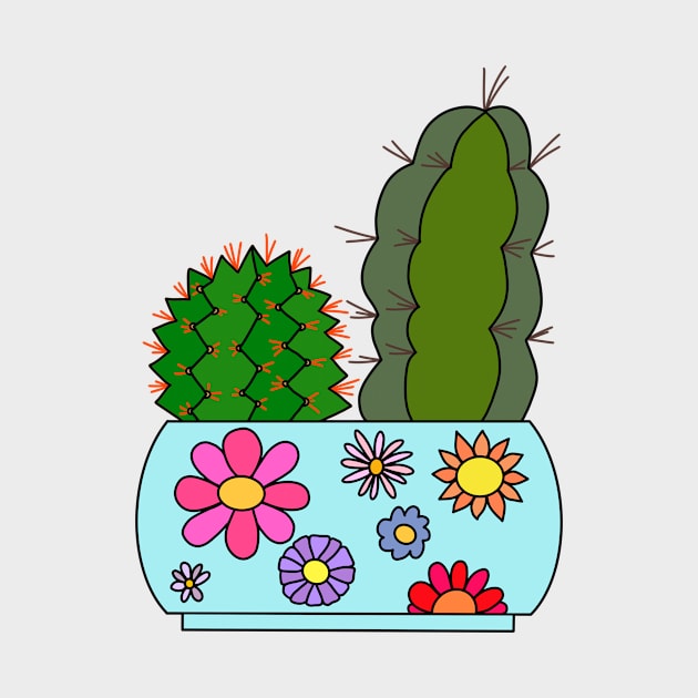 Cute Cactus Design #116: Cacti Arrangement In Floral Pot by DreamCactus