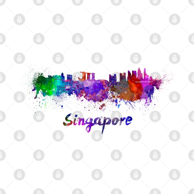 Singapore skyline in watercolor by PaulrommerArt