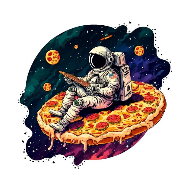 Astronaut in space eating pizza by ramith-concept