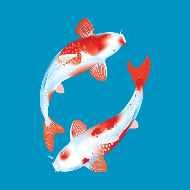 Asian Culture Japanese Koi Fish Japan Carp in the Pond by XOZ