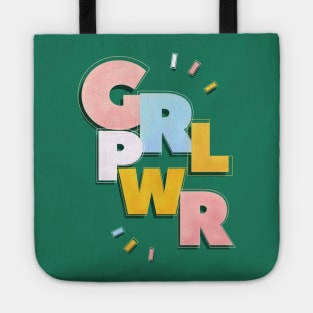 GRL PWR typography on green Tote