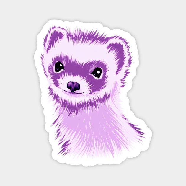 Ferret Cuteness In Purple Magnet by Boriana Giormova