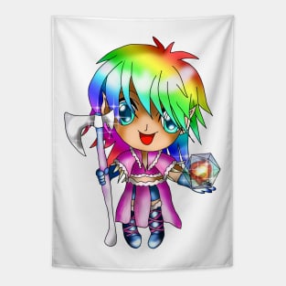 cute chibi elf dnd rainbow barbarian Tapestry