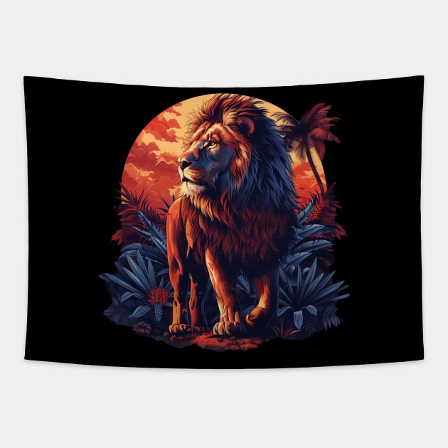 A Proud Lion Roaming The Jungle At Sunrise The King of the Jungle Lion Tapestry by Tees 4 Thee