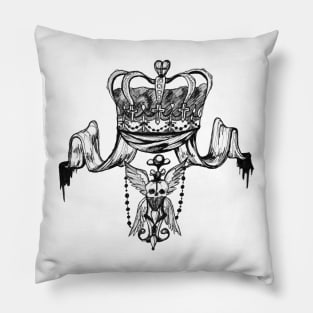 skull crown crest hand drawn original Pillow