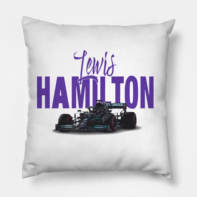 Lewis Hamilton Racing Car Pillow by lavonneroberson