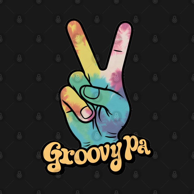 "Groovy Pa Peace Sign Hand Tie-Dye" - Retro Cute Hipster by stickercuffs