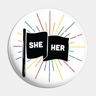 She/Her Pronouns Retro Flag Pin