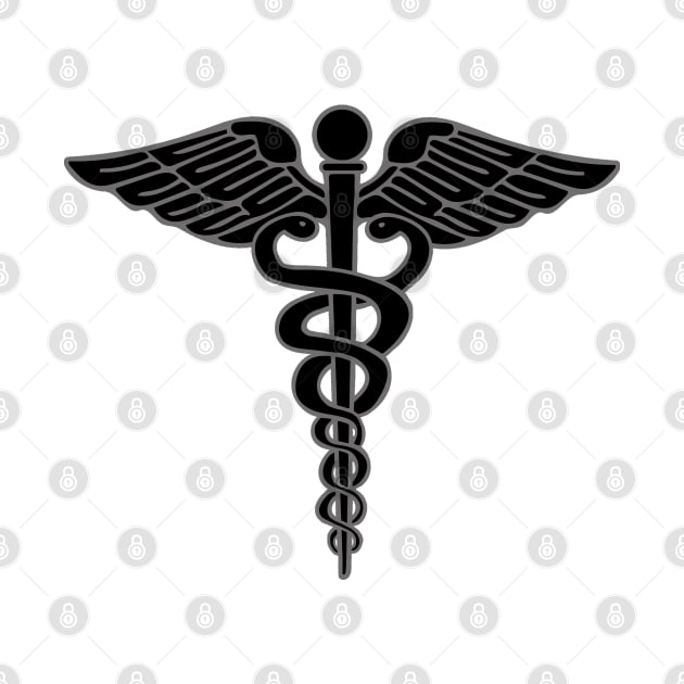 Caduceus Symbol of Medicine Black by tandre