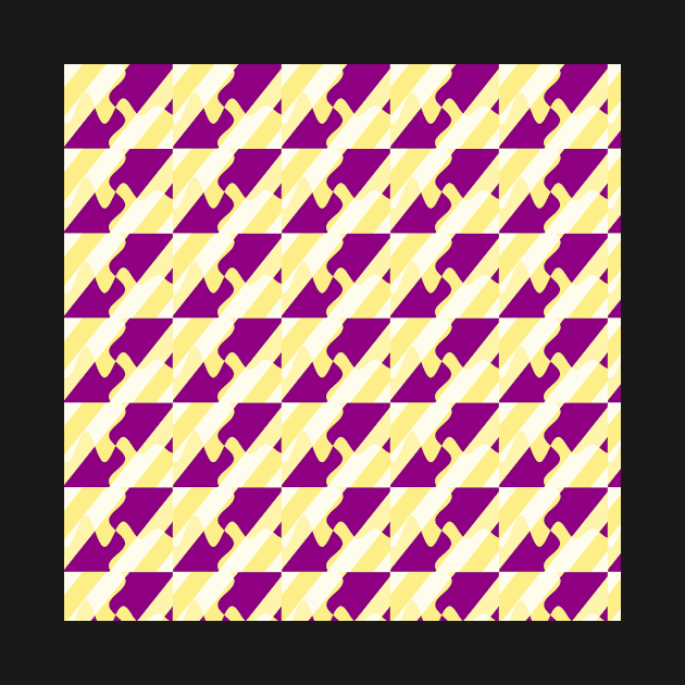 Diagonal Geometric Pattern with Purple Curves and Yellow Stripes by Kanika Behari Studio