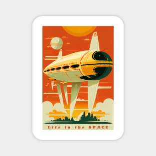 Space Adventure Vintage Travel Poster Magnet