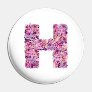 Pink Floral Letter H Pin