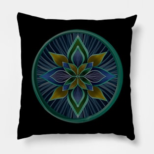 Blue and green mandala flower Pillow