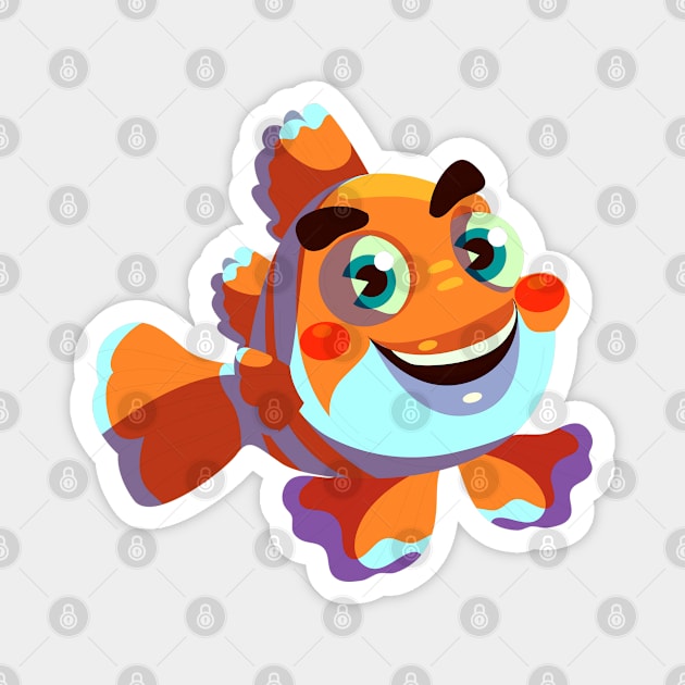 Clown Fish Cartoon Illustration Magnet by Mako Design 