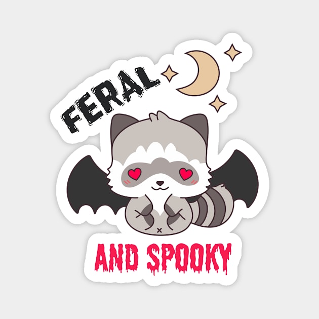 Feral and Spooky Raccoon Halloween Magnet by The WYLD Tribe