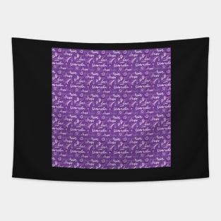 Rainy Purple Words Tapestry