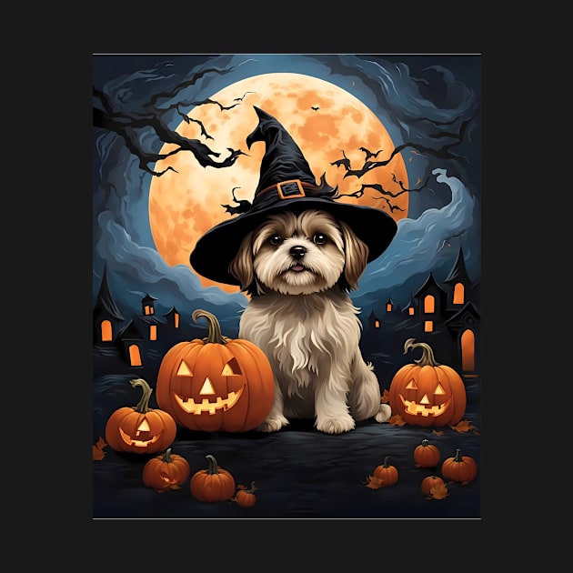 Aesthetic Halloween Lhasa Apso Dog Witch Pumpkin Horror Nights Custom by Fox Dexter