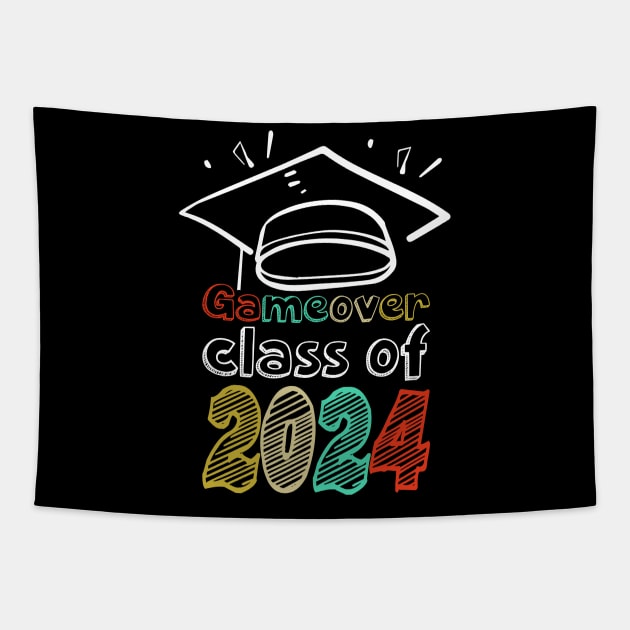 Gameover class of 2024, video gaming, Graduated, senior graduation Tapestry by BenTee